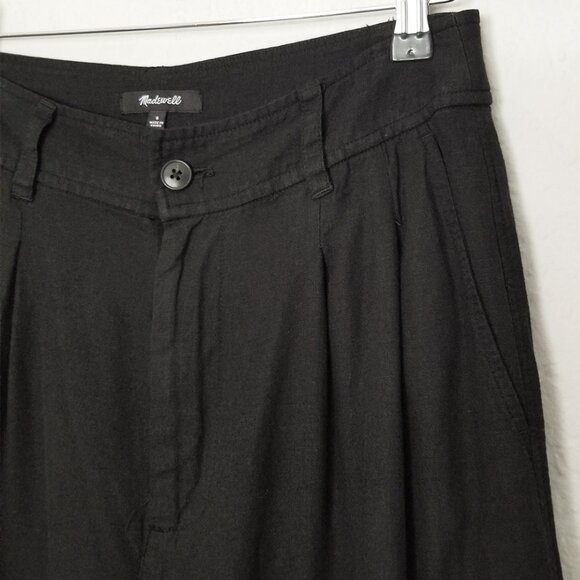 Madewell Wide Leg Cargo Pocket Pants High Waist Linen Blend Black Size 6 $98 - Picture 15 of 16